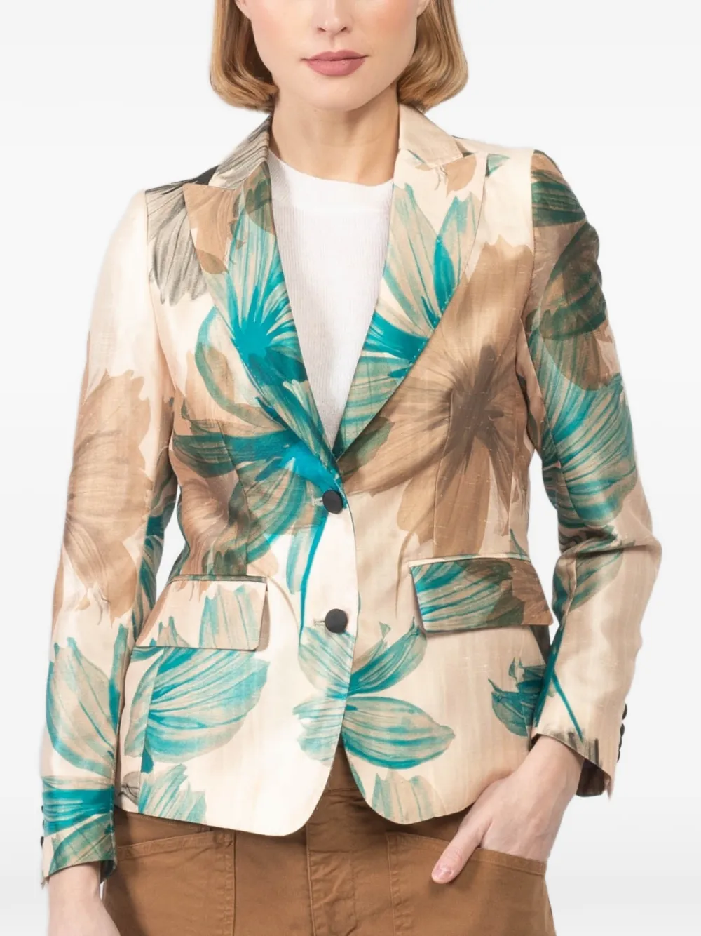 Maurizio Massimino Giorgia floral blazer - Nude
