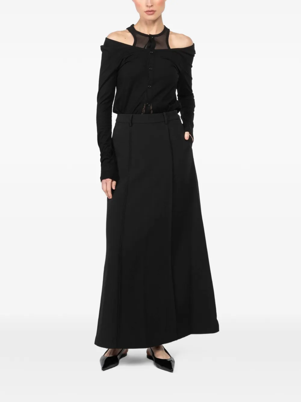 Maison Essentiele pintuck maxi skirt - Zwart