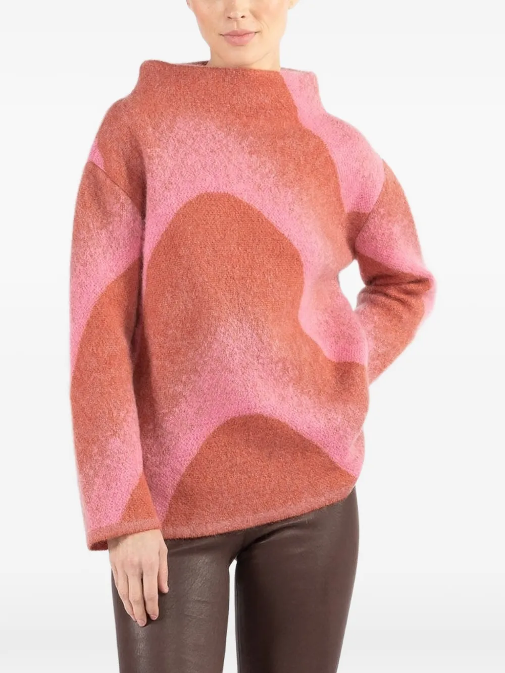 Odeeh pattern high-neck sweater - Pink
