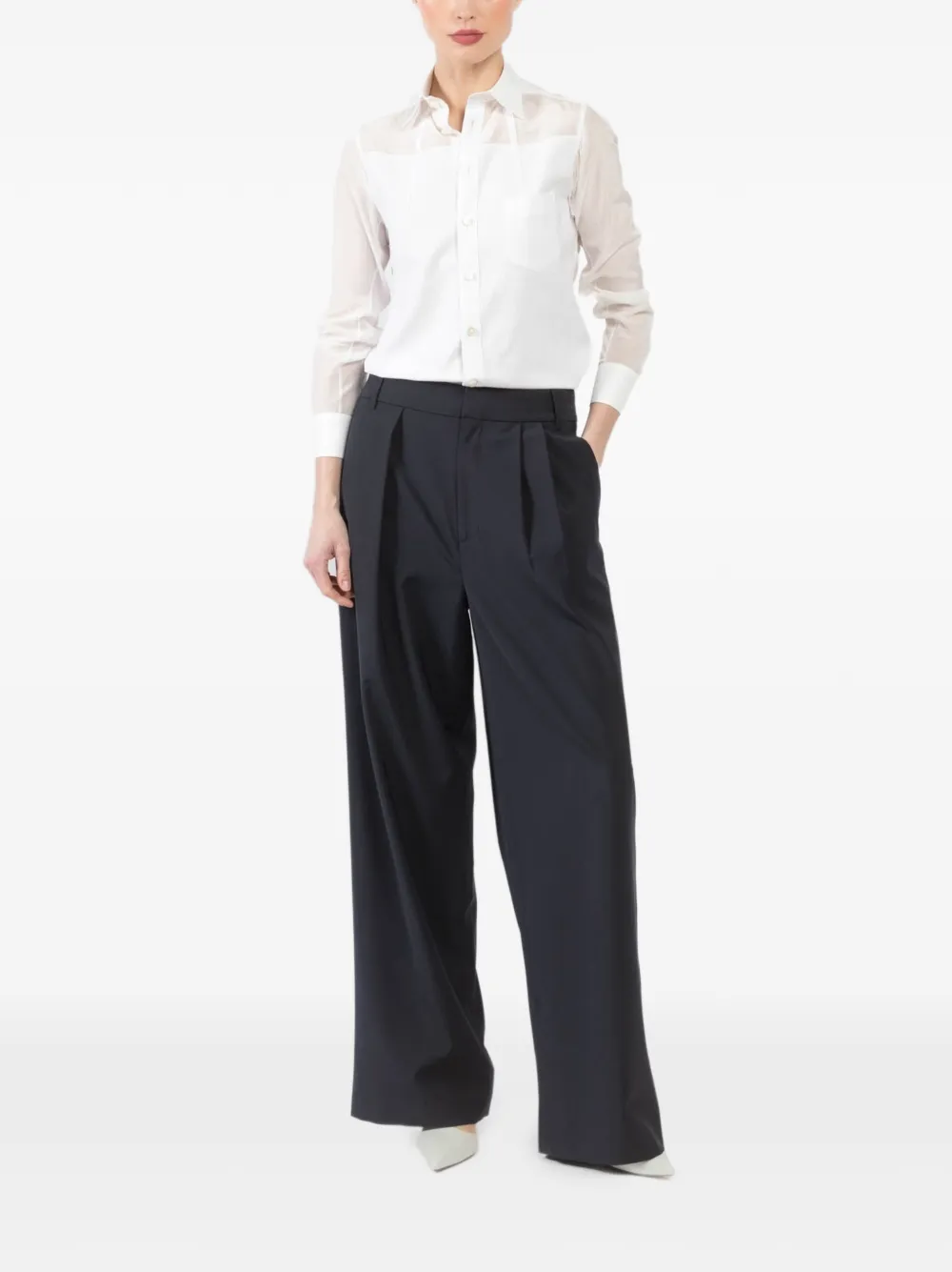 Shiro Sakai sheer pocket shirt - Wit