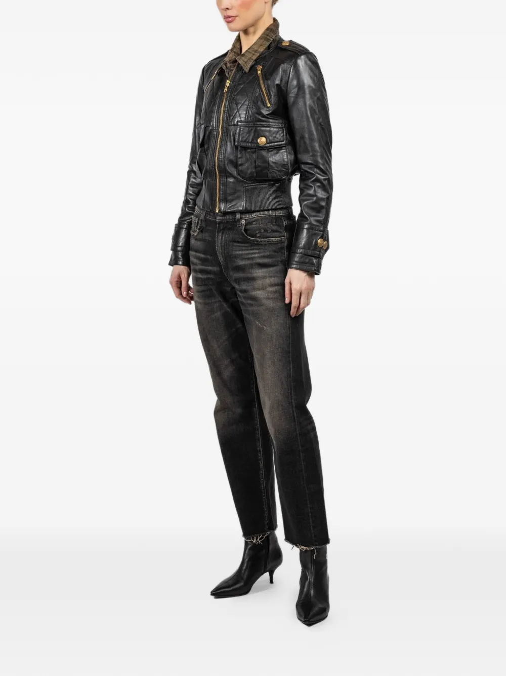  R13 Quilted Buttoned Jacket - Black 