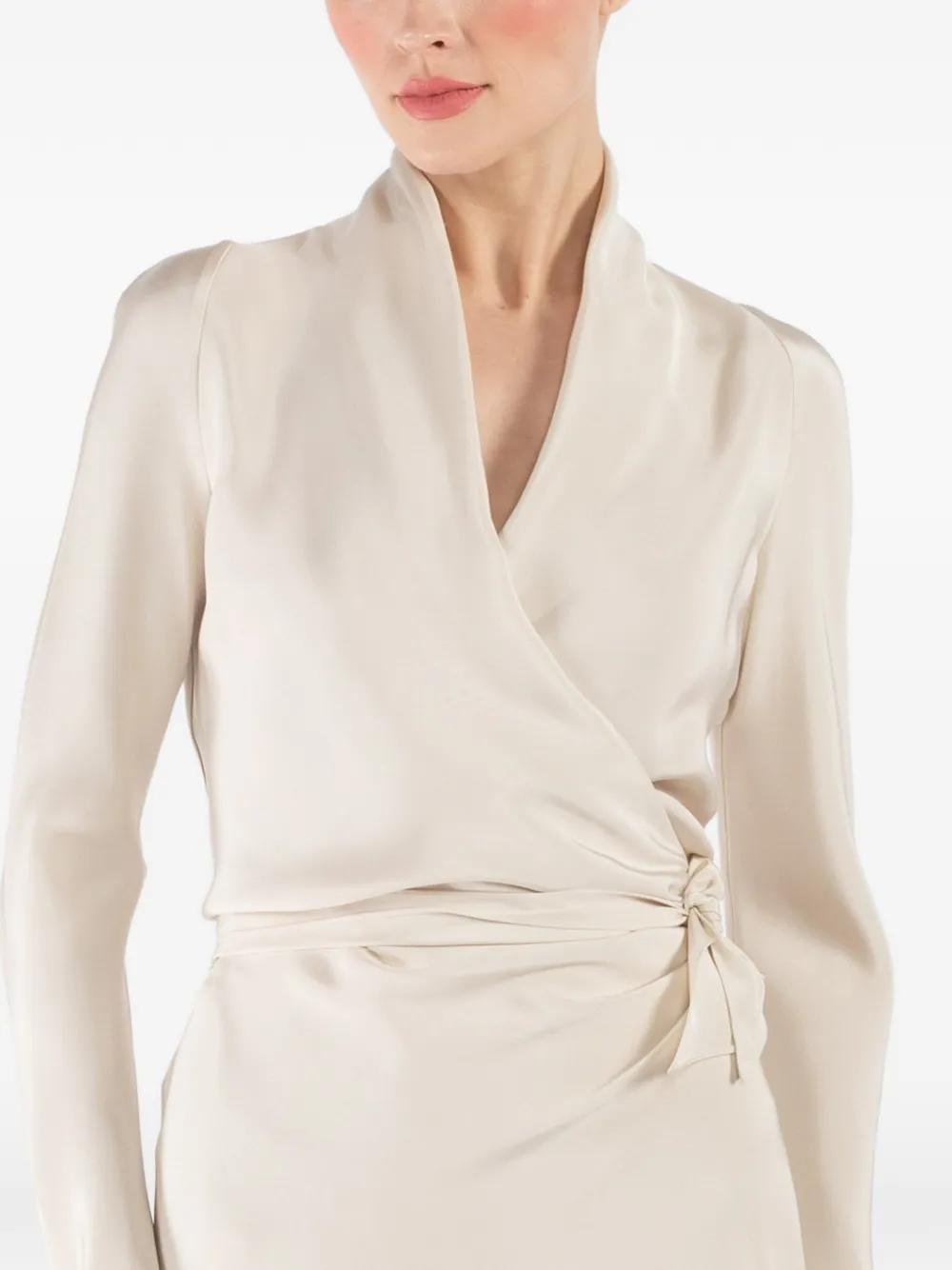 Peter Cohen Victor midi-wikkeljurk met lange mouwen Beige