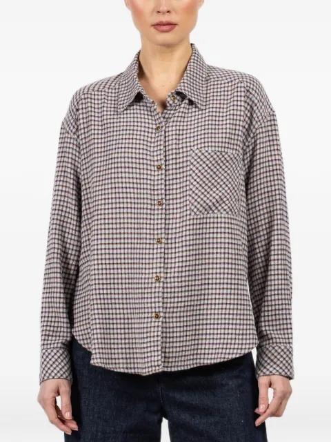 Xirena Jordy geruite blouse met zak