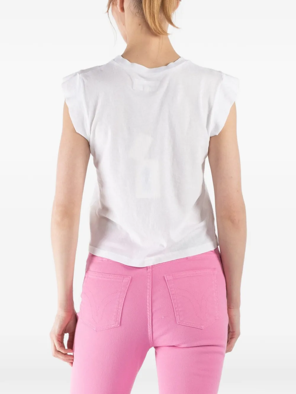 The Great. Peak T-shirt met open schouders Wit