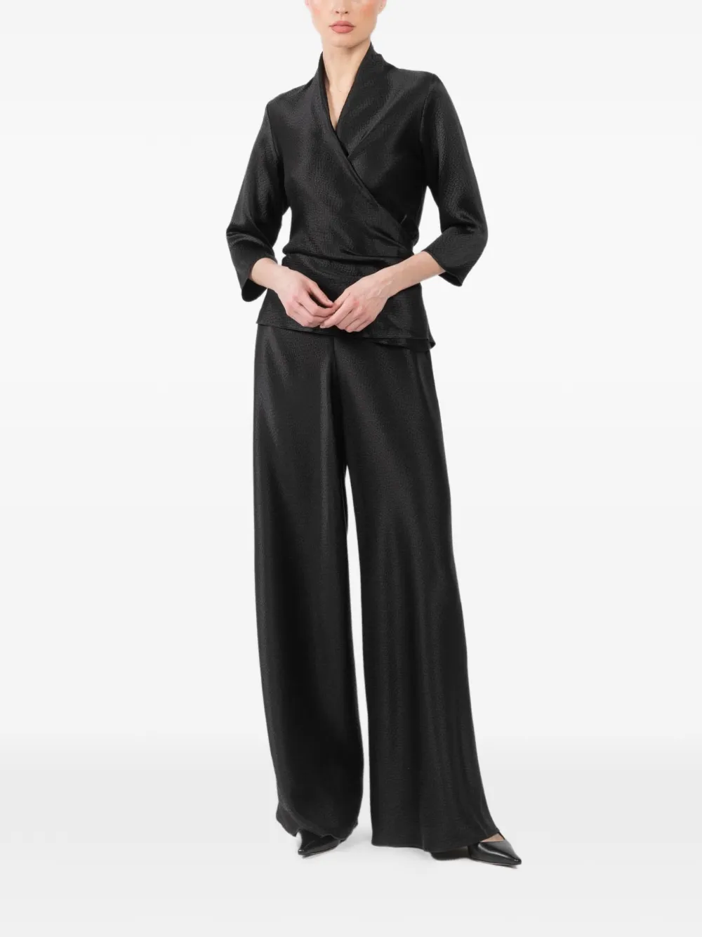 Peter Cohen wrap blouse - Zwart