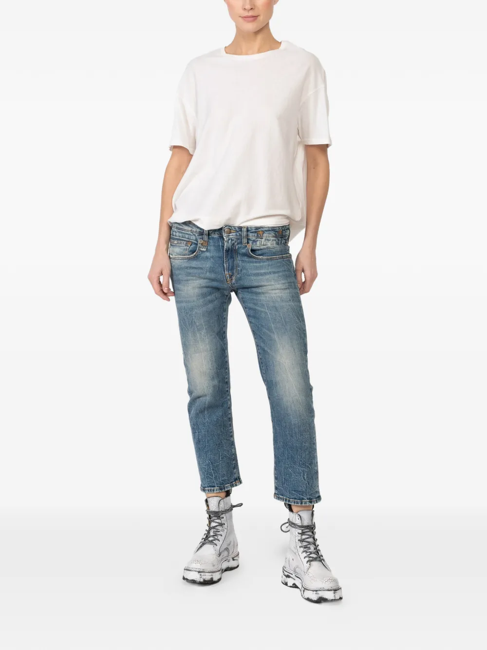 R13 Single Stack laarzen Wit