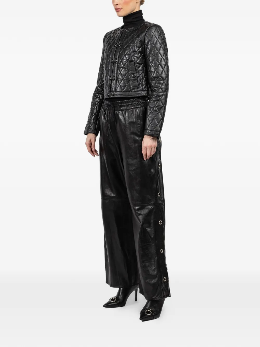  R13 Quilted Leather Jacket - Black 