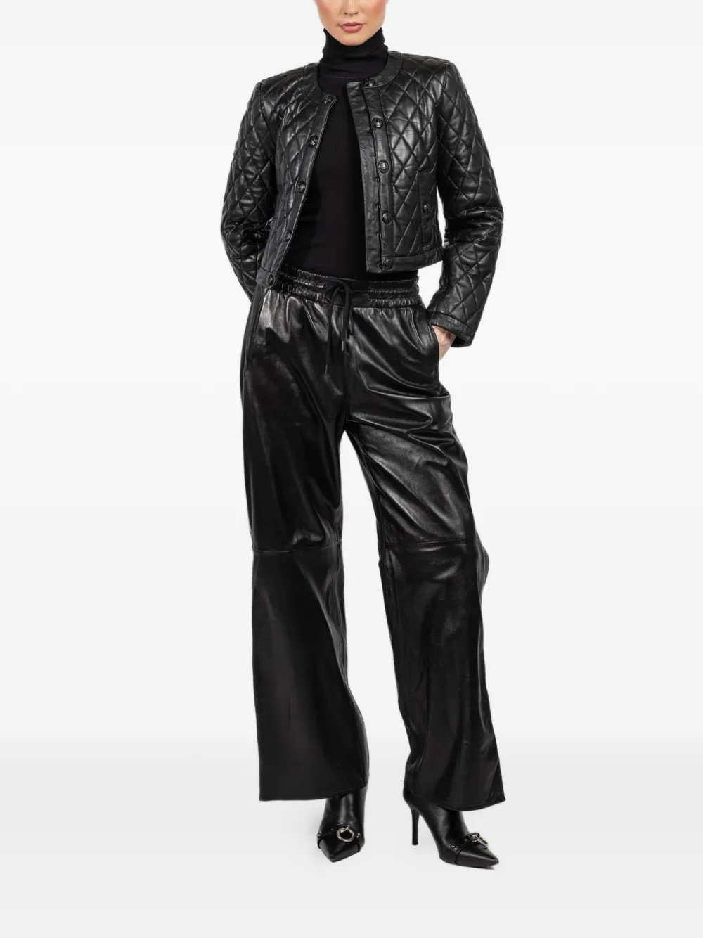  R13 Quilted Leather Jacket - Black 