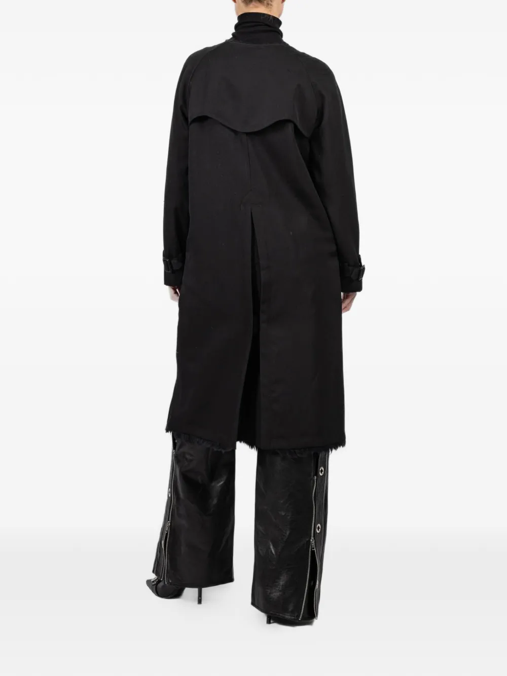  R13 Abrigo Reversible Con Flecos - Negro 