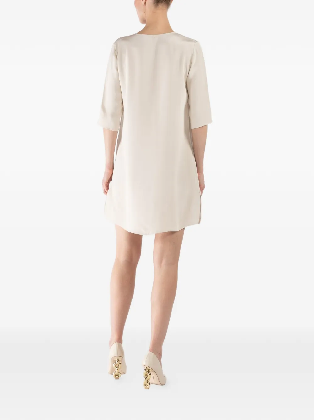  Peter Cohen Notch-neck Short-sleeve Mini Dress - Neutrals 