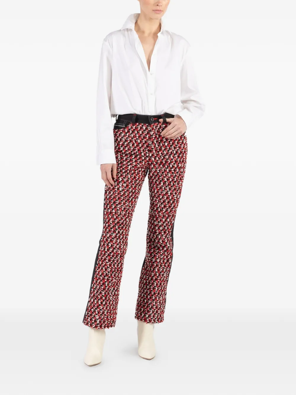 Shiro Sakai tweed-panel jeans - Rood