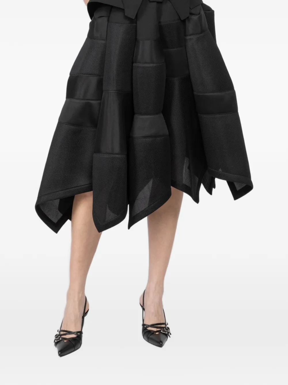 Shiro Sakai patchwork panelled skirt - Nero