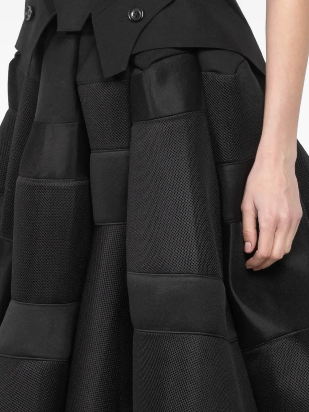 Shiro Sakai Rok met patchwork en vlakken Zwart