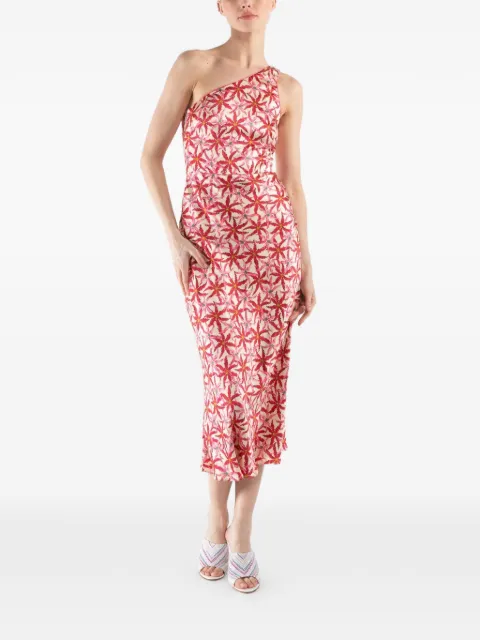 Saloni Justine one-shoulder floral midi dress