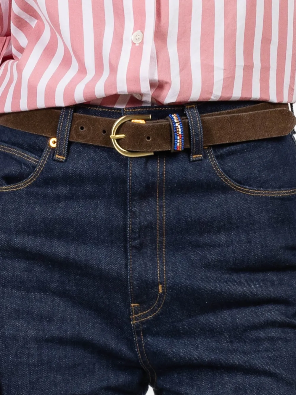  Xirena Beaded Buckle Belt - Brown 