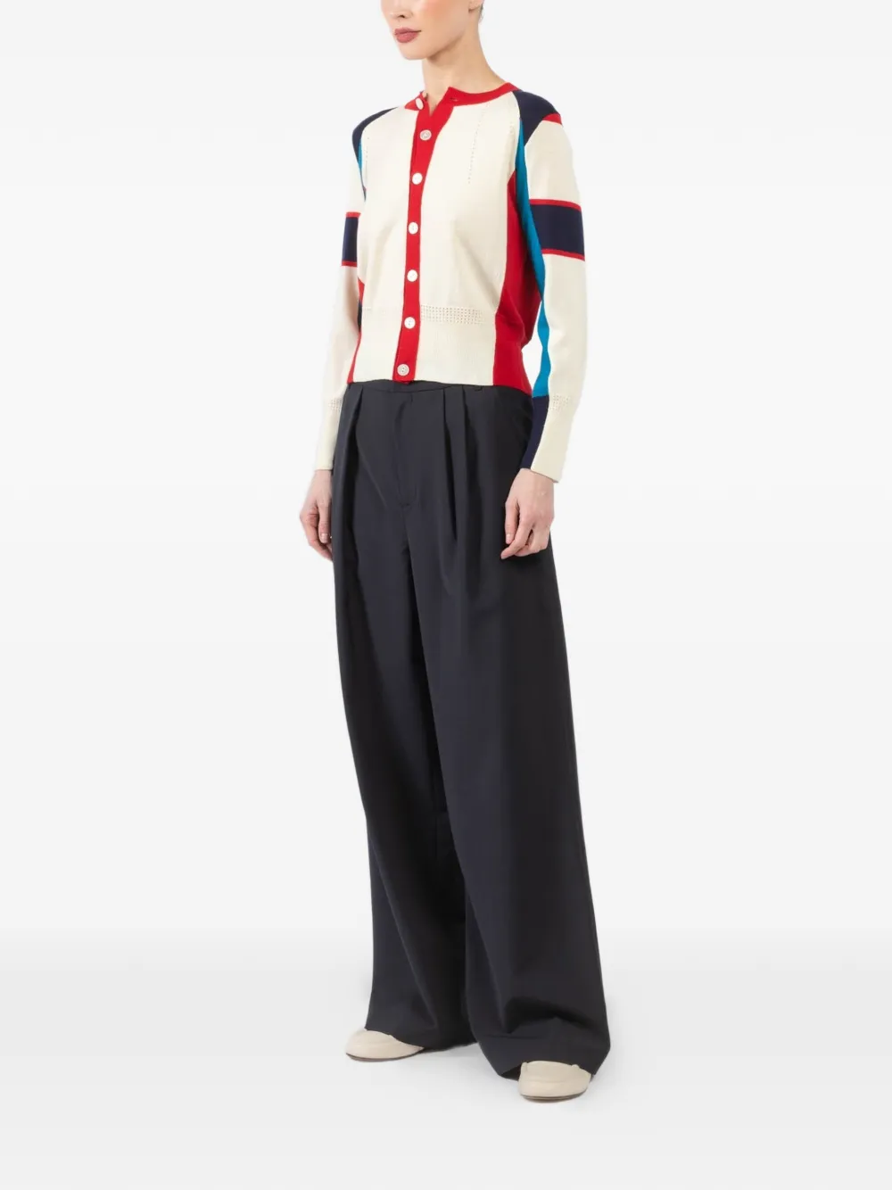 Colourblock Crew-Neck Cardigan