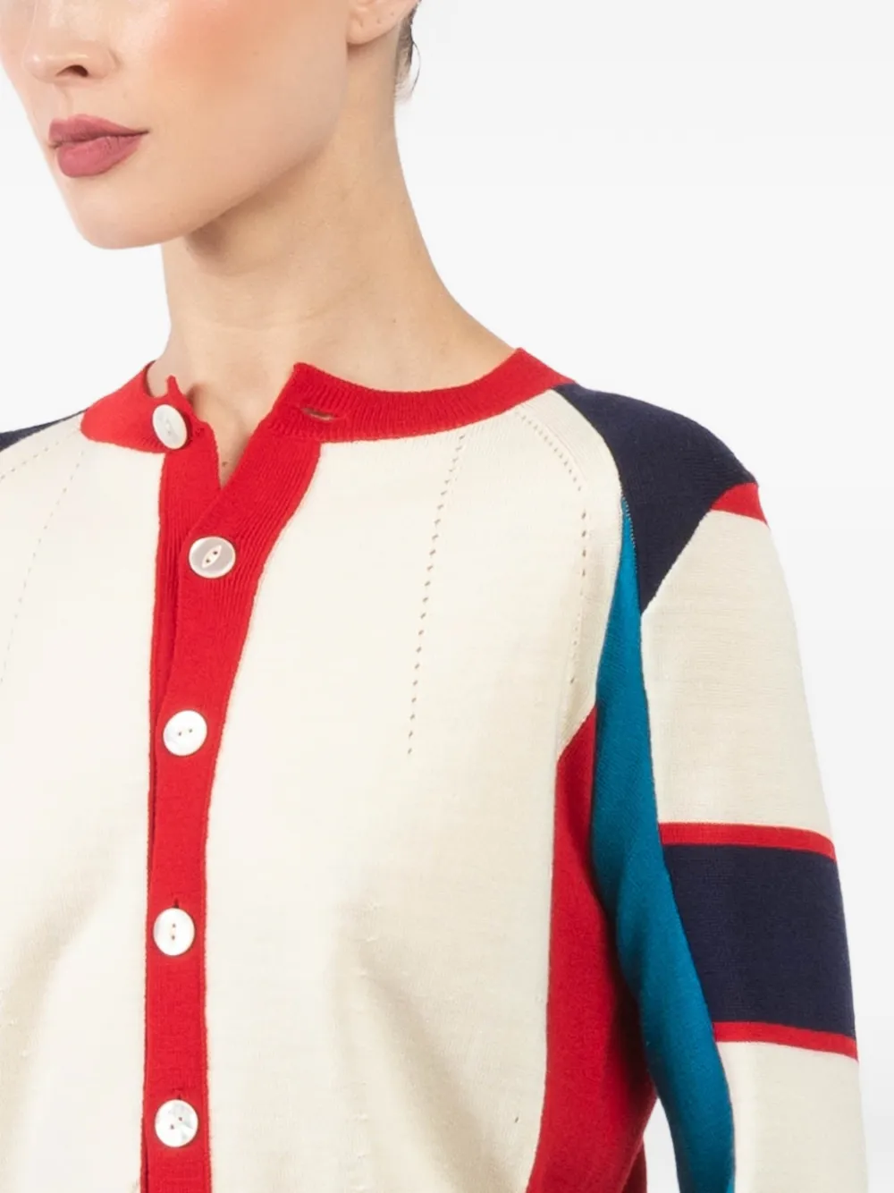 Colourblock Crew-Neck Cardigan
