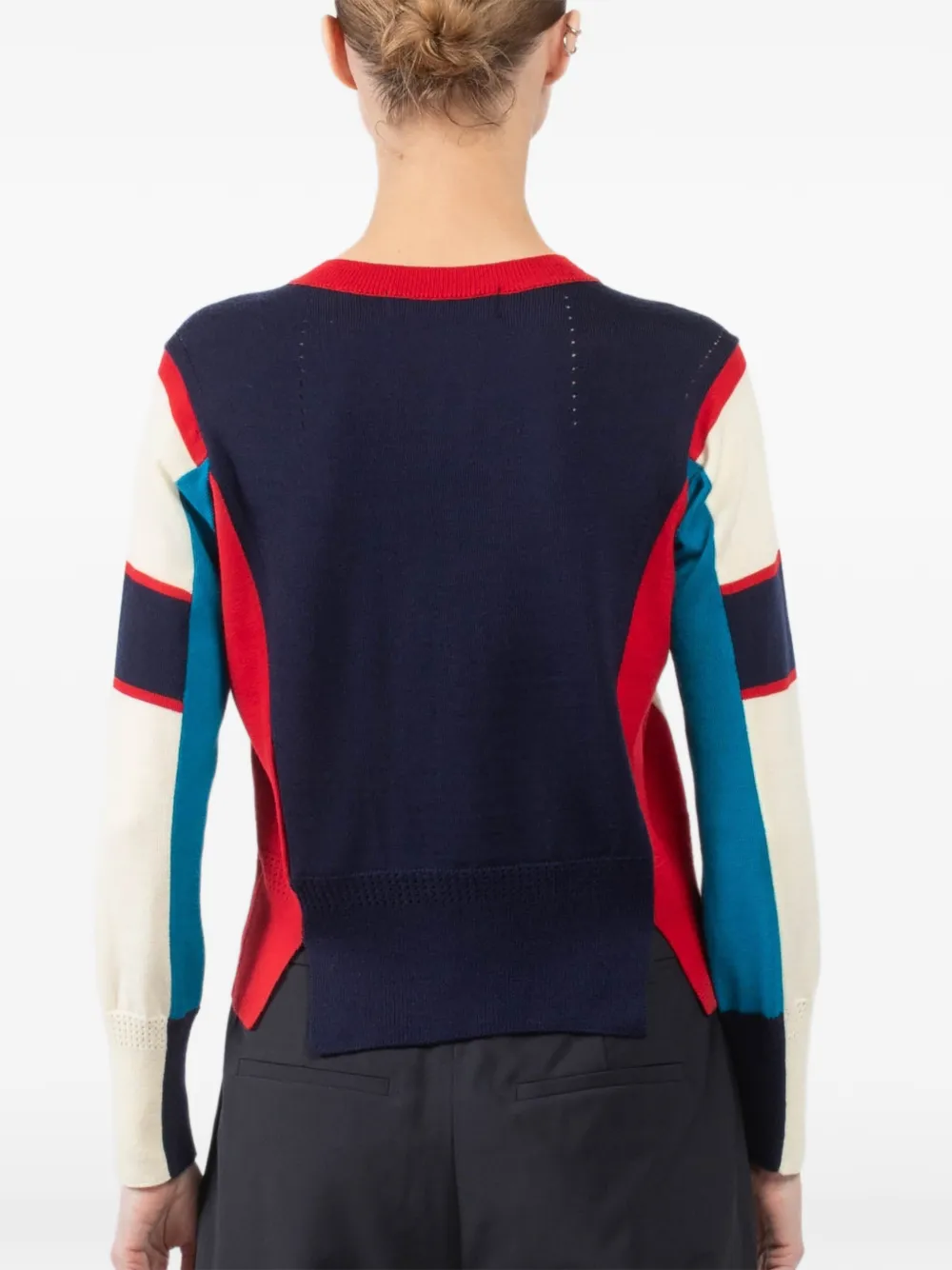 Colourblock Crew-Neck Cardigan