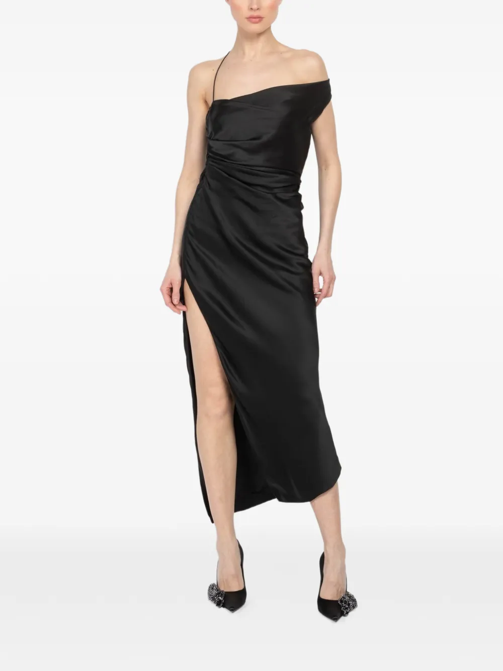 The Sei asymmetric midi dress - Zwart