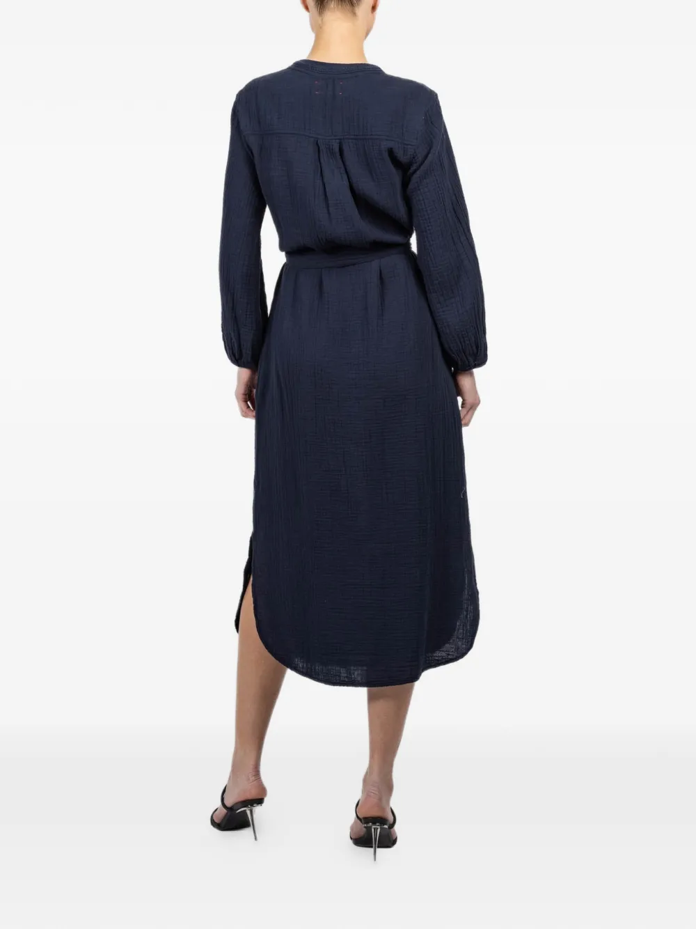 Xirena Josephine midi-jurk met V-hals Blauw