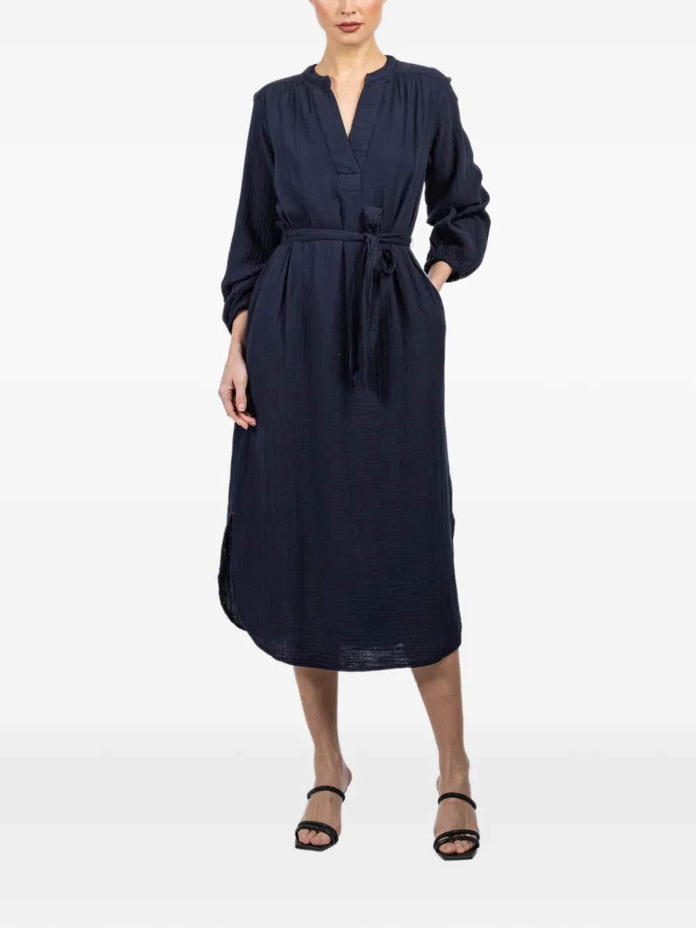 Xirena Josephine V-neck tie midi dress - Blauw