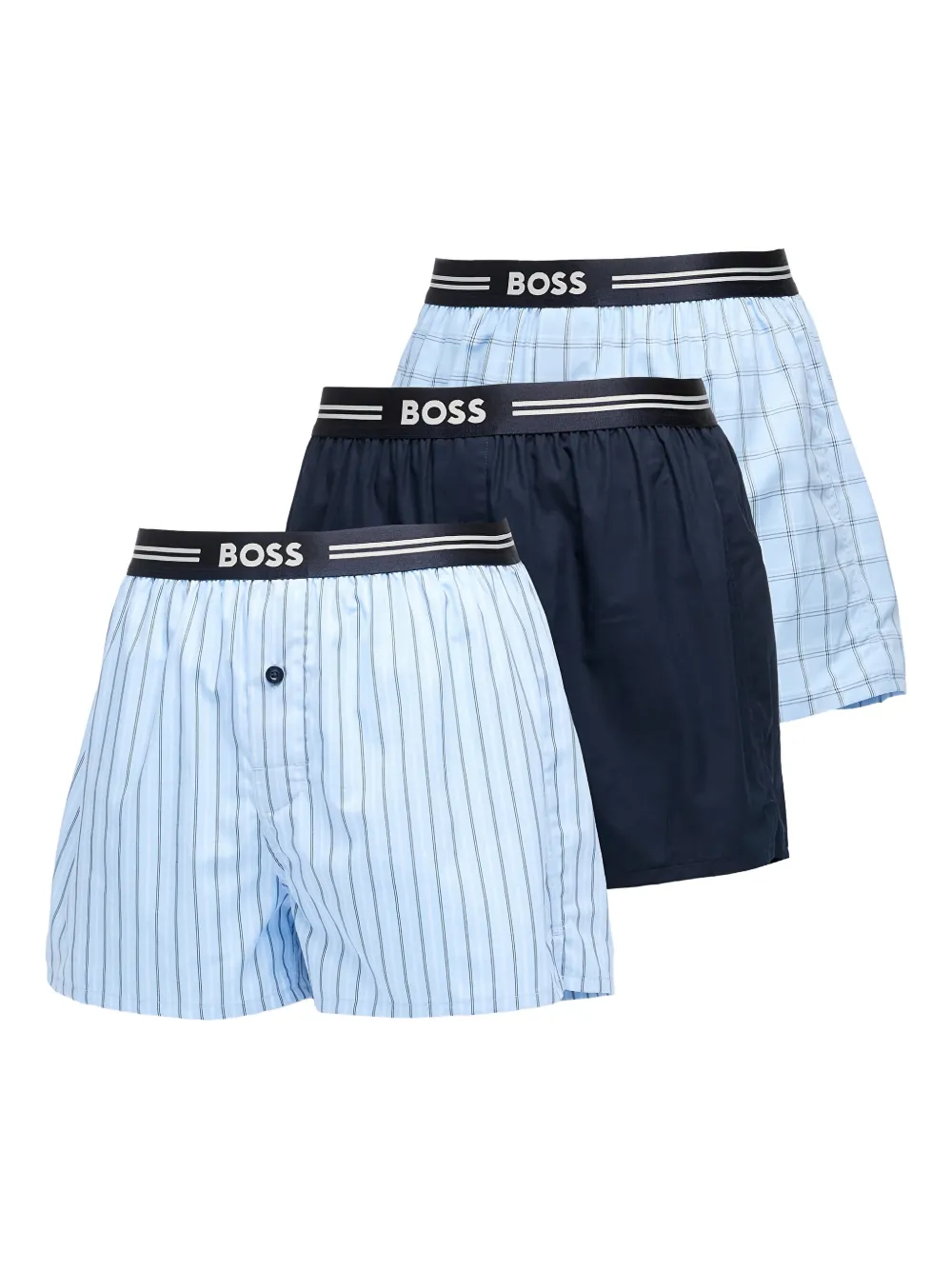 BOSS Boxer con logo (3 pezzi) - Blu