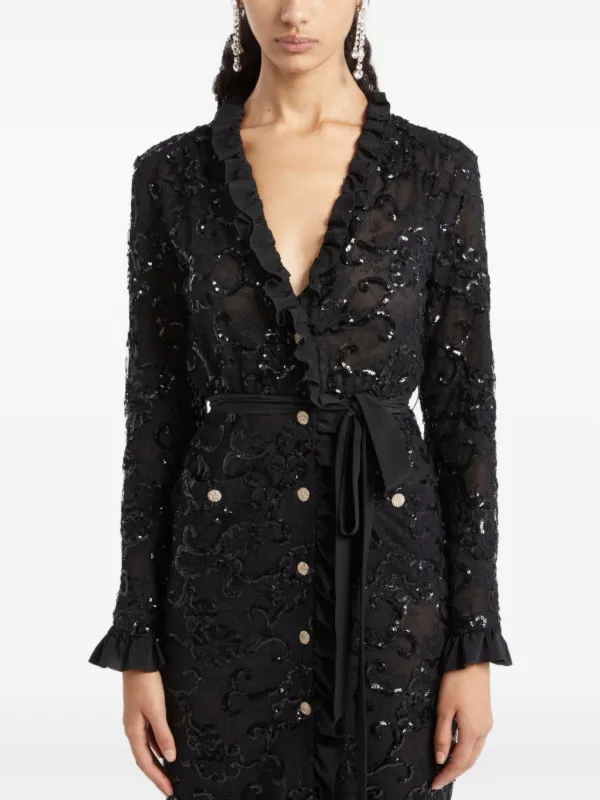 alessandra rich sequin dress Wool Sequin Knit Midi Dress