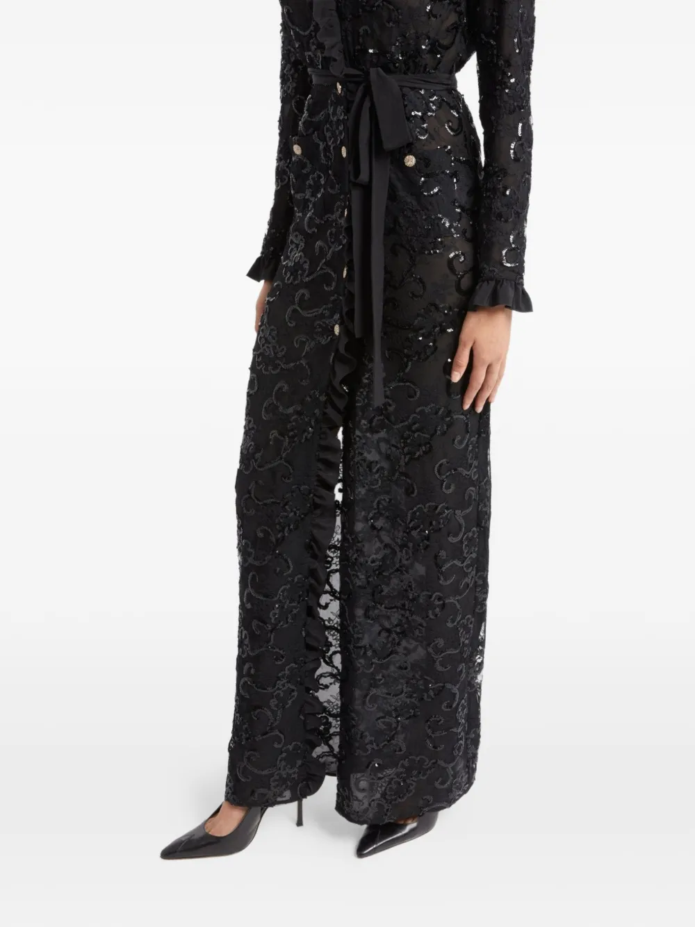 Alessandra Rich Maxi-jurk verfraaid met pailletten Zwart