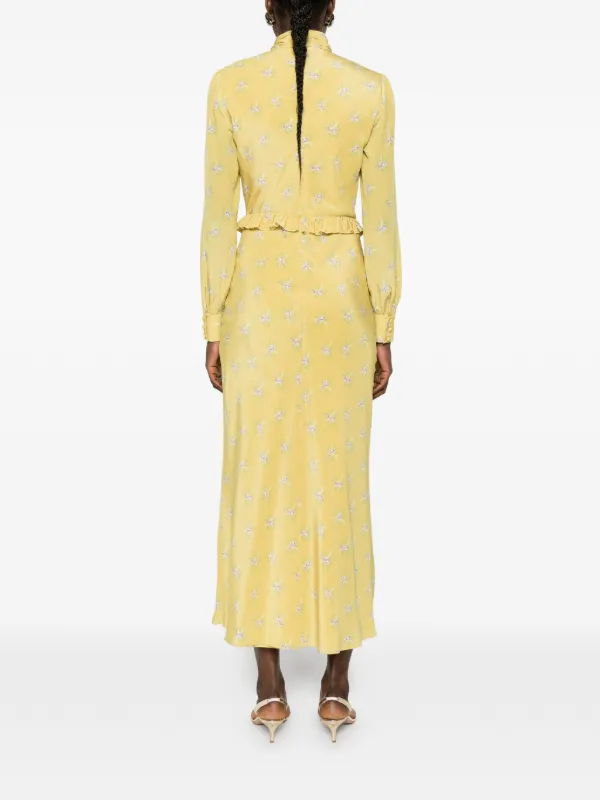 alessandra rich floral silk midi dress Alessandra Rich - Floral-print Silk Midi Dress With Pearl Button Detail - 44