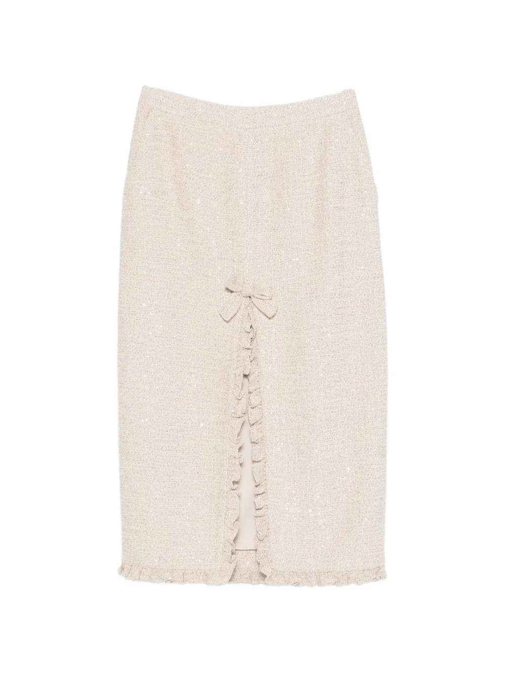 Alessandra Rich bow-embellished sequined skirt - Toni neutri