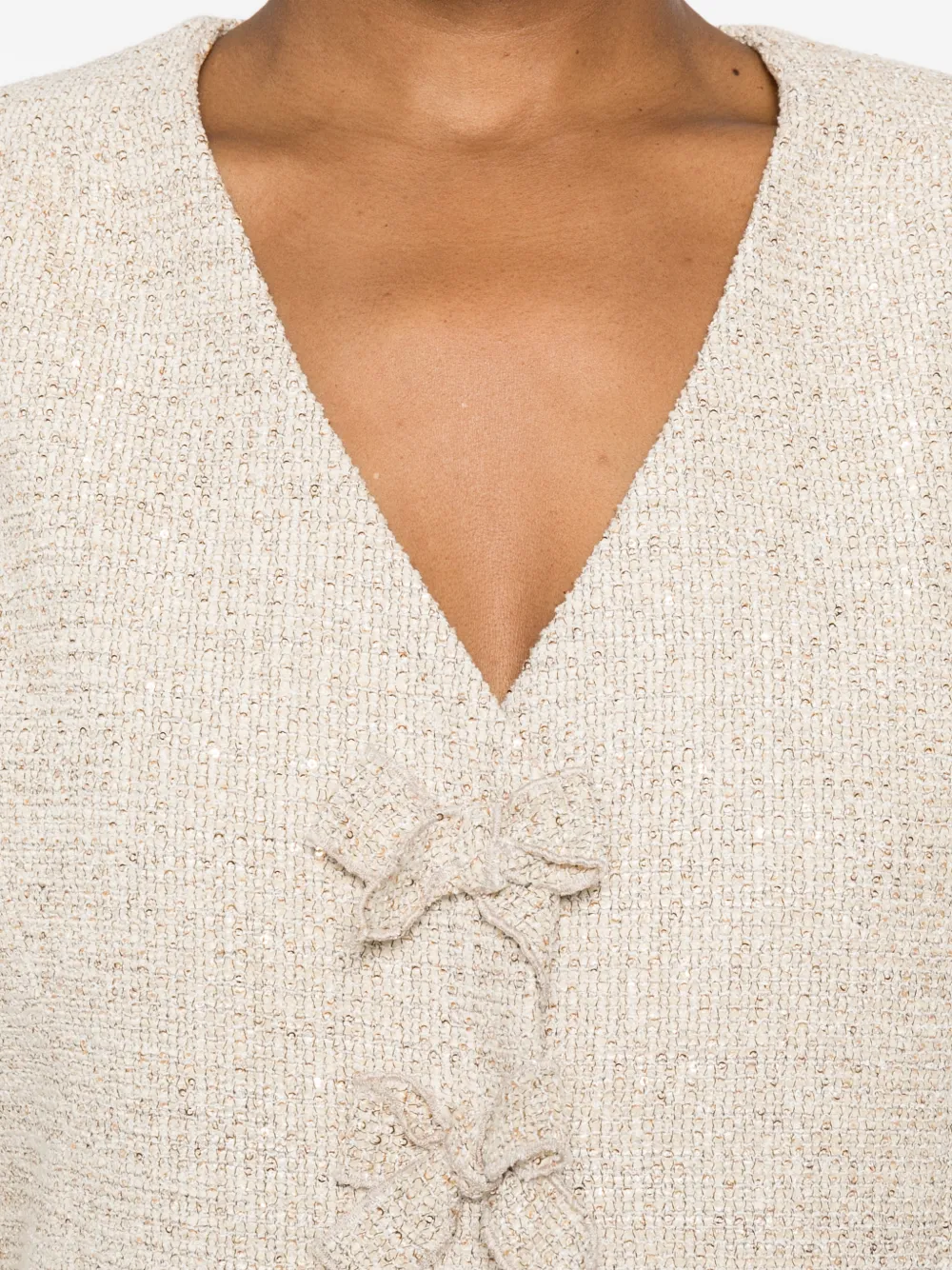 Alessandra Rich Jack verfraaid met pailletten en strik Beige