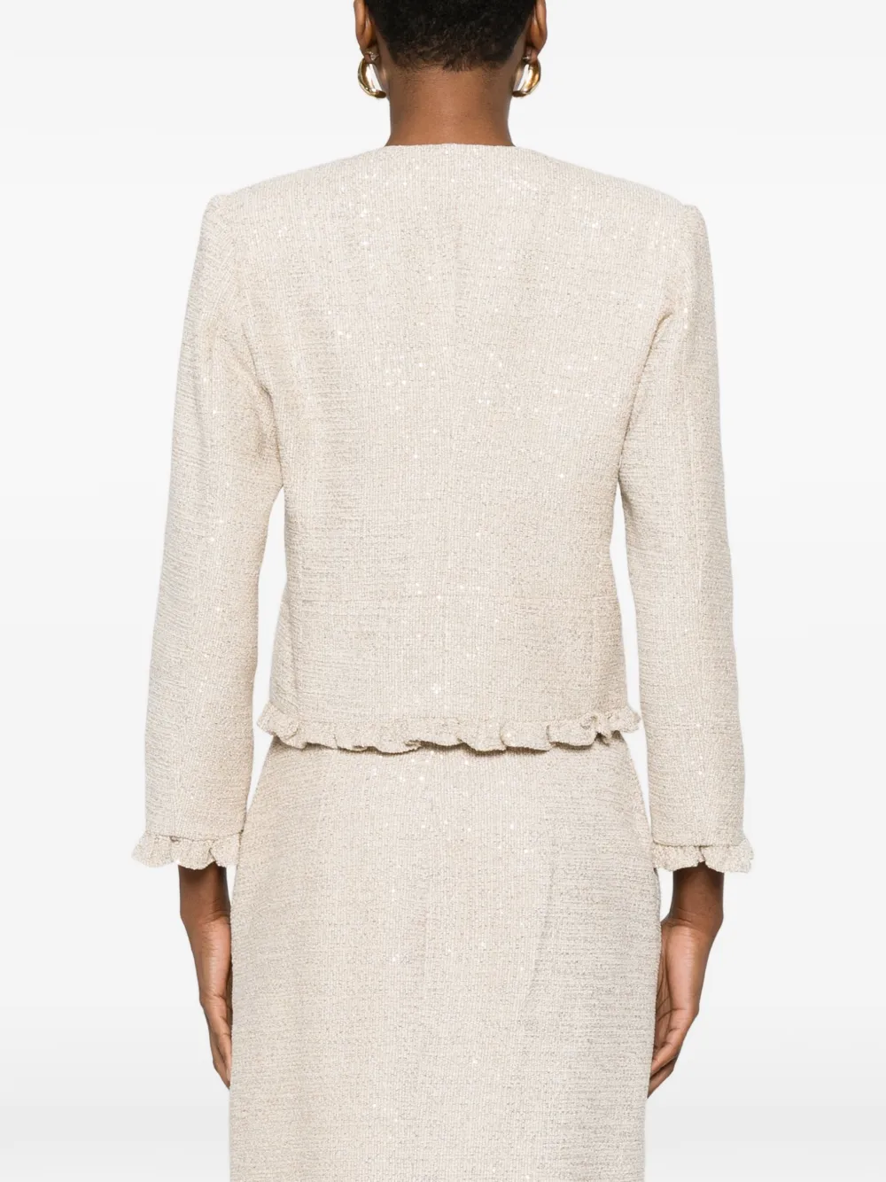 Alessandra Rich Jack verfraaid met pailletten en strik Beige