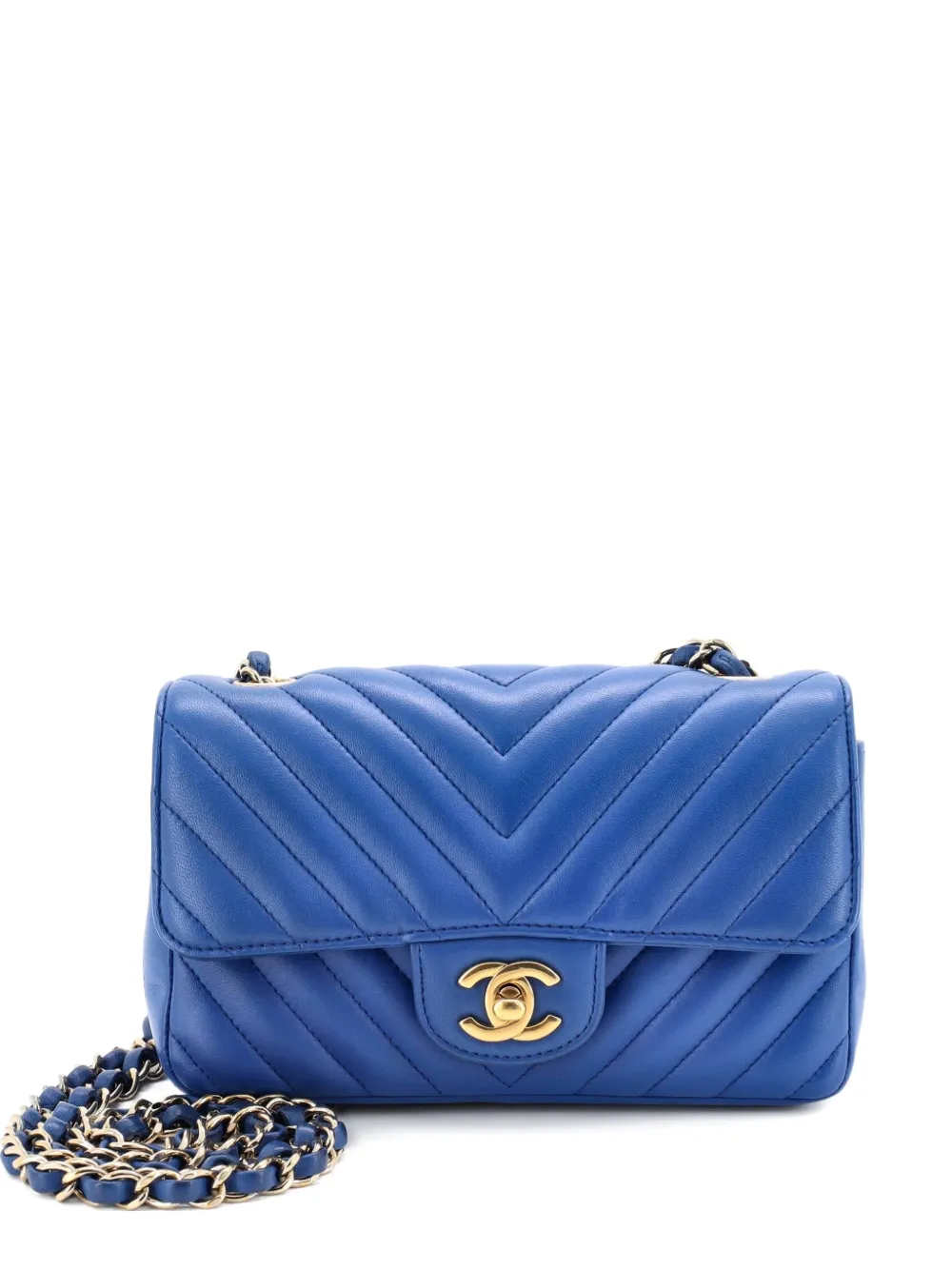 CHANEL Pre-Owned Classic Single Flap Bag Chevron Lambskin Mini shoulder bag - Blu