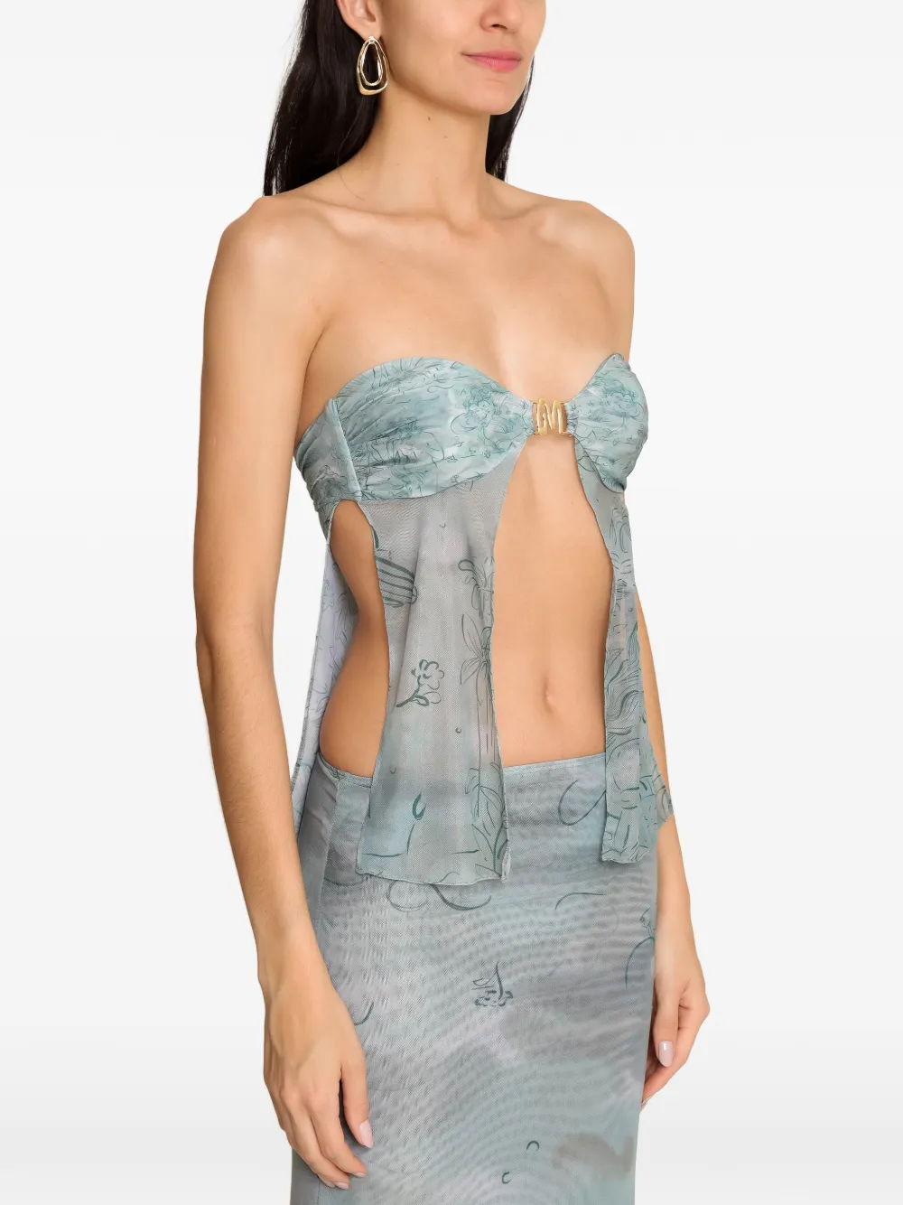 Amir Slama x Jade Picon blouse met bloemenprint en gesp Blauw