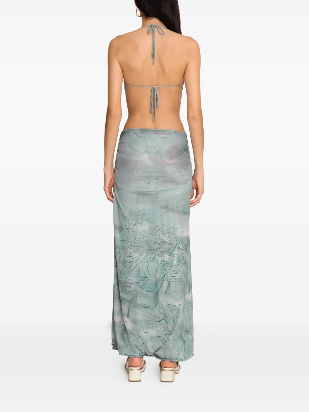 Amir Slama x Jade Picon maxi-jurk met print en uitgesneden details Blauw