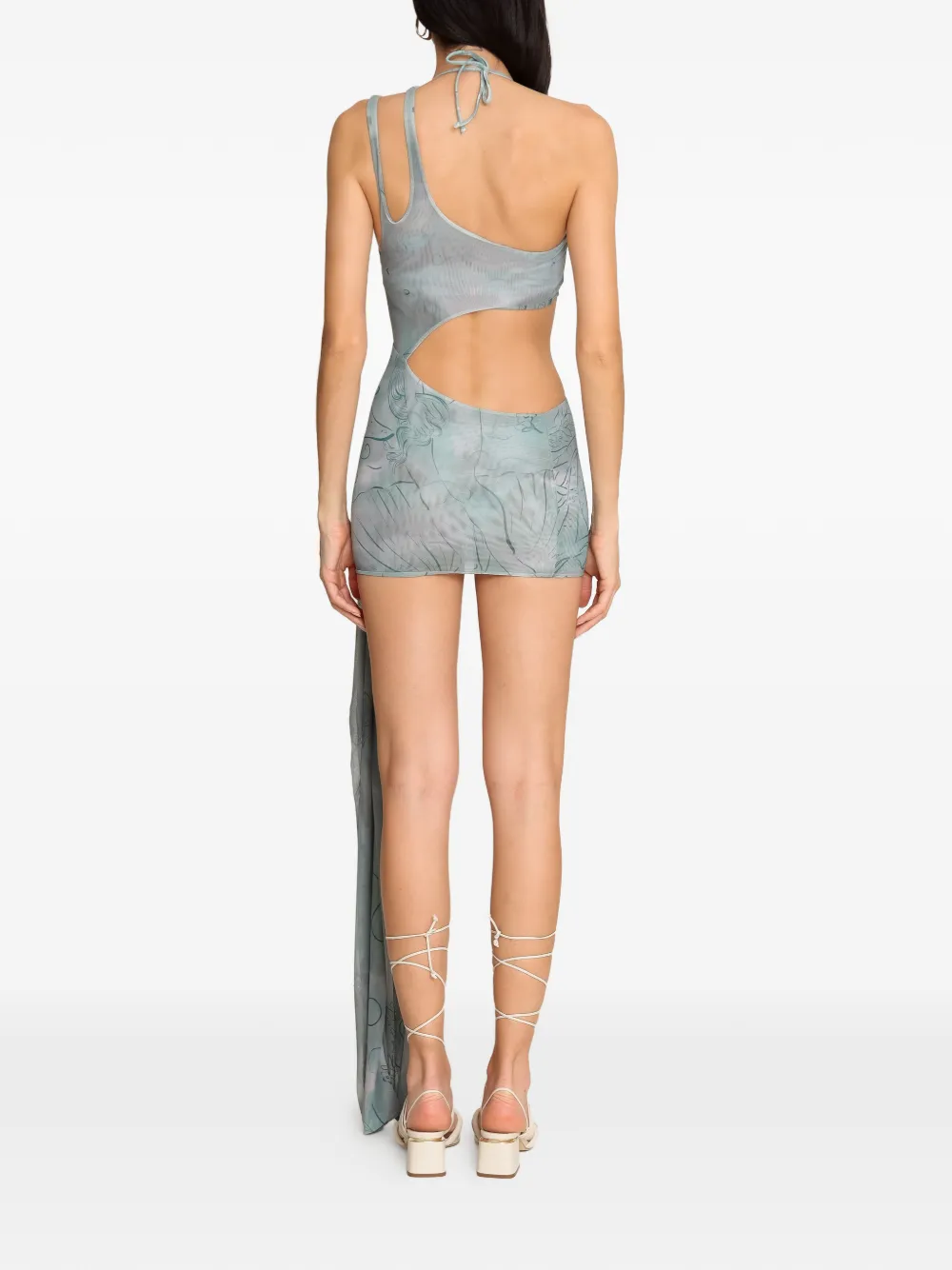 Amir Slama x Jade Picon asymmetrische mini-jurk met uitgesneden details Blauw