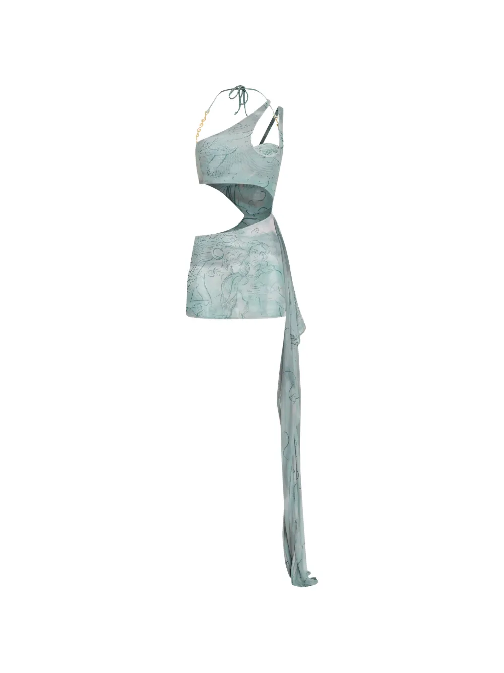 Amir Slama cut-out asymmetric mini dress - Blue