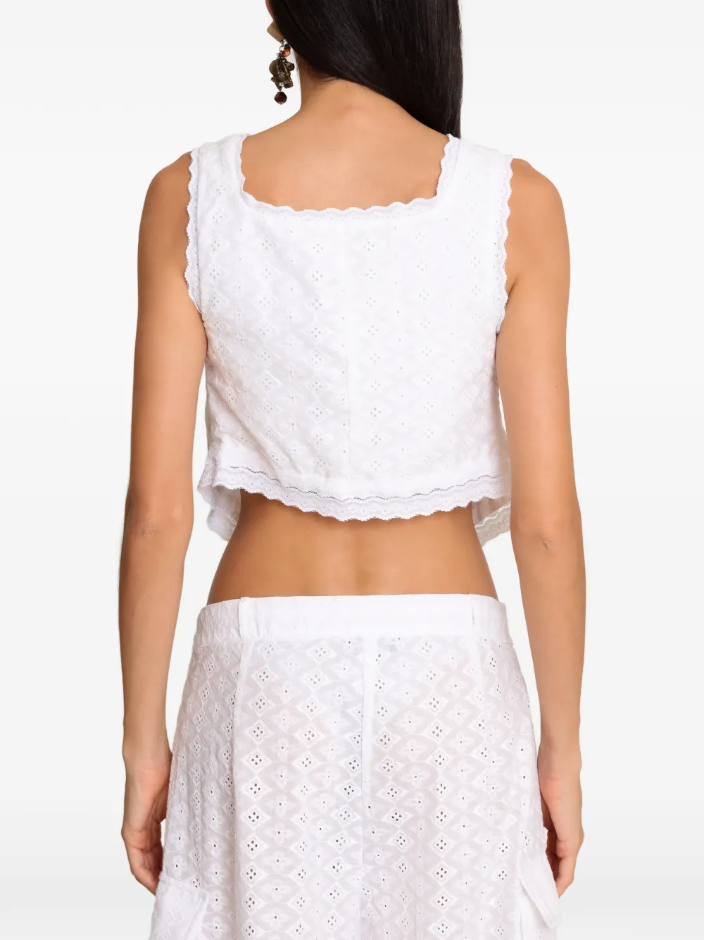 Amir Slama x Jade Picon top met gestrikt detail van kant Wit