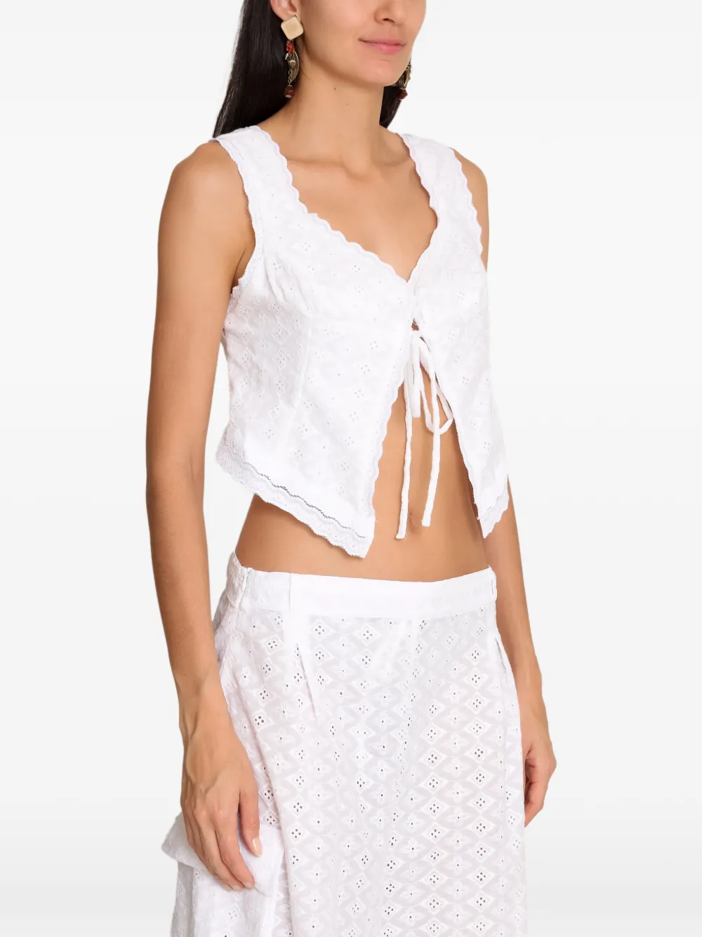 Amir Slama x Jade Picon top met gestrikt detail van kant Wit