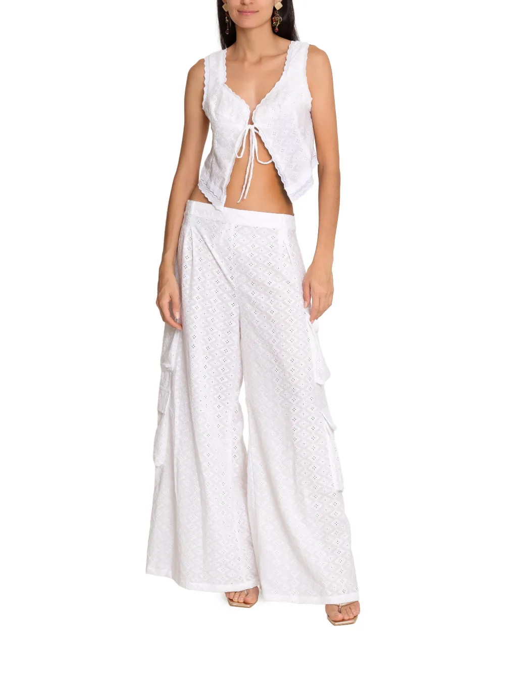 Amir Slama x Jade Picon top met gestrikt detail van kant Wit