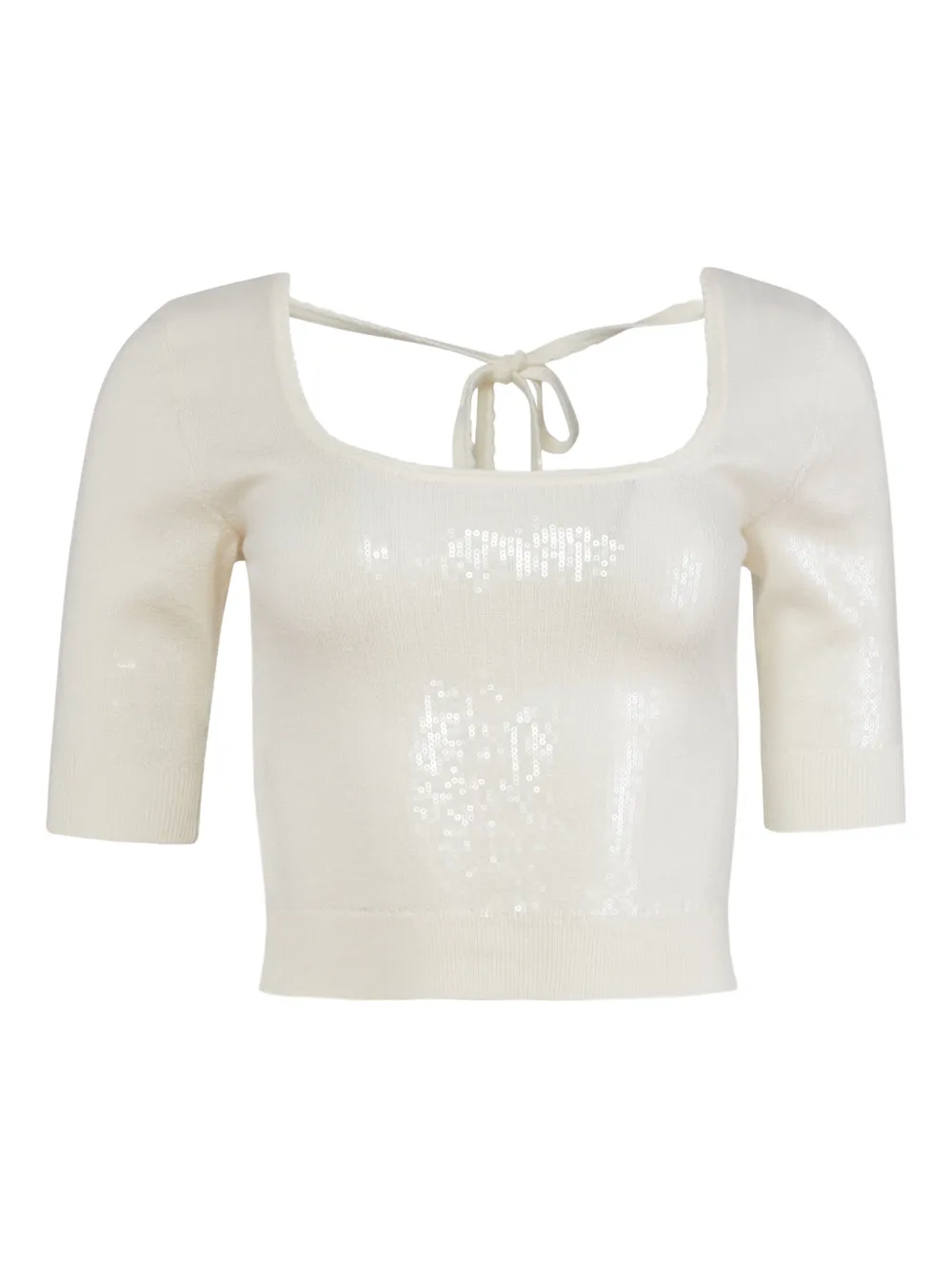 Fleur Du Mal sequin scoop-neck knit top - Toni neutri