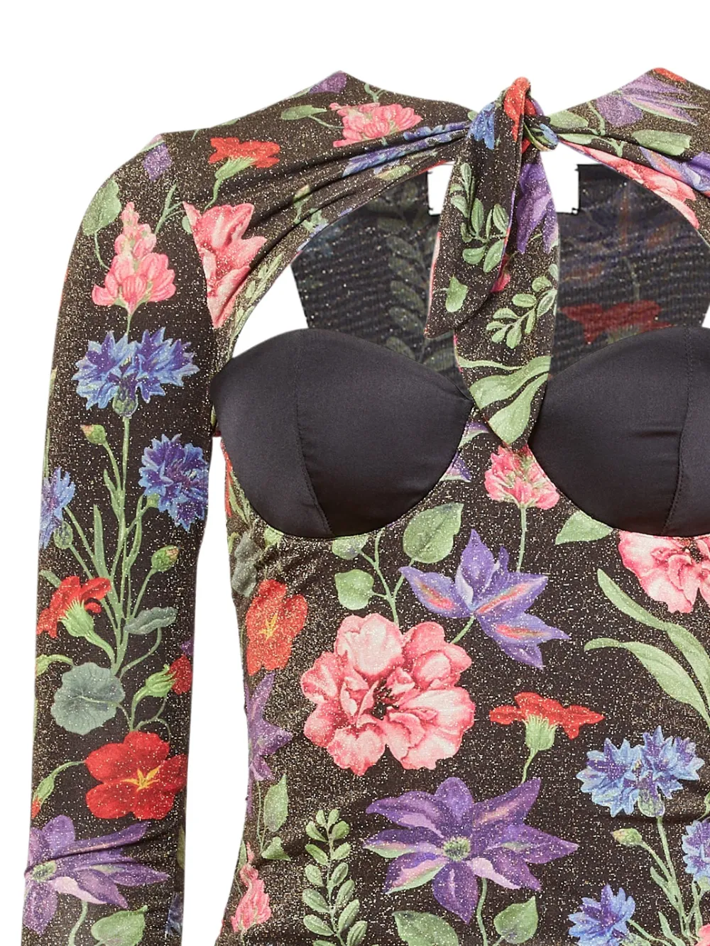 Fleur Du Mal Wildfleur Balconette mini dress - Zwart