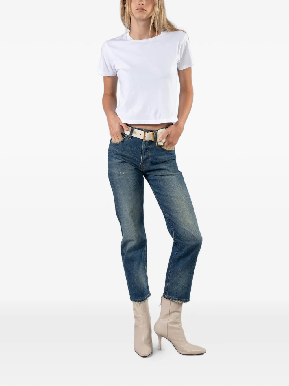 6397 distressed frayed jeans - Blauw