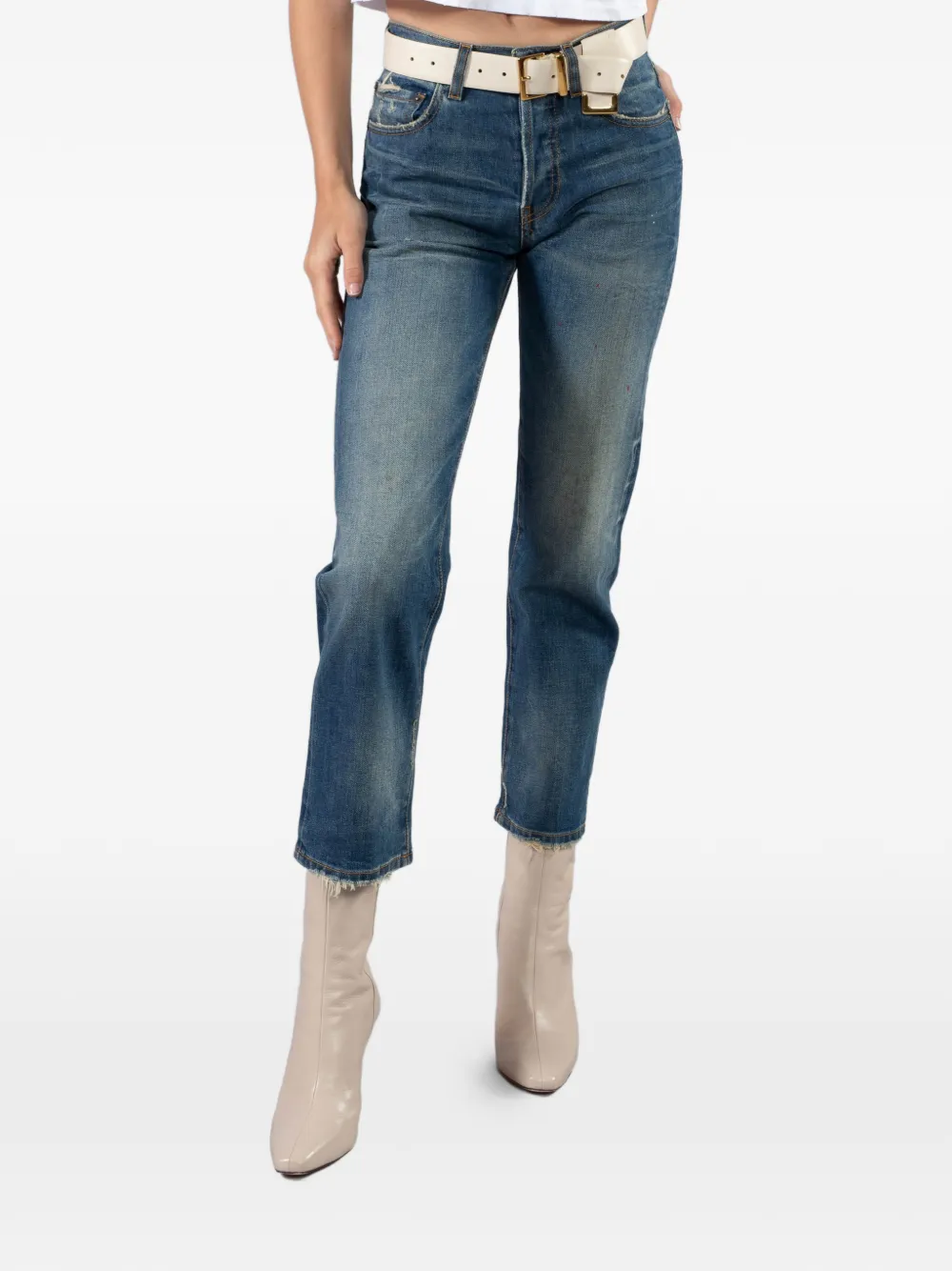 6397 distressed frayed jeans - Blu