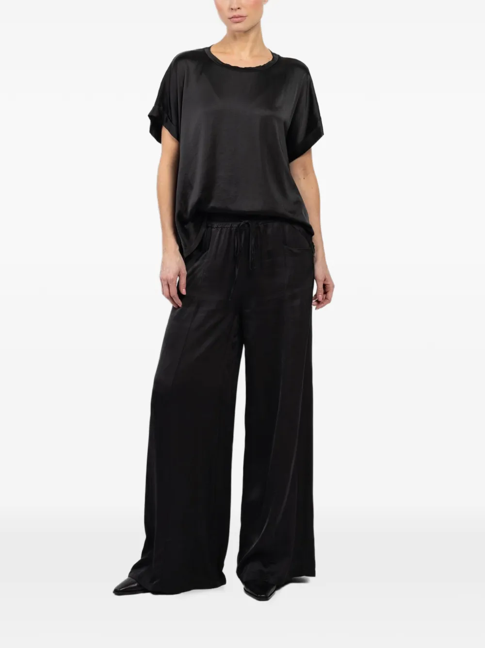 ANY PLACE satin palazzo pants - Zwart