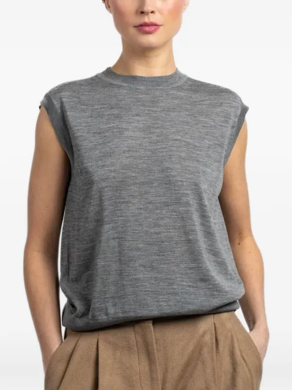 Another Tomorrow Merino-wool Top in Grey