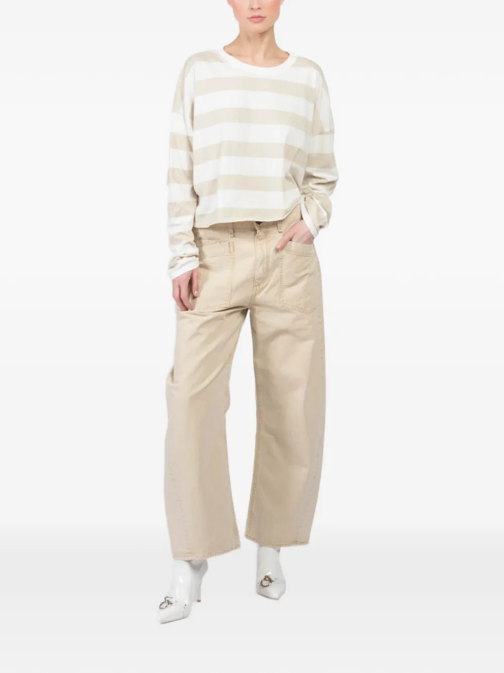 ASKK NY cotton barrel jeans - Beige