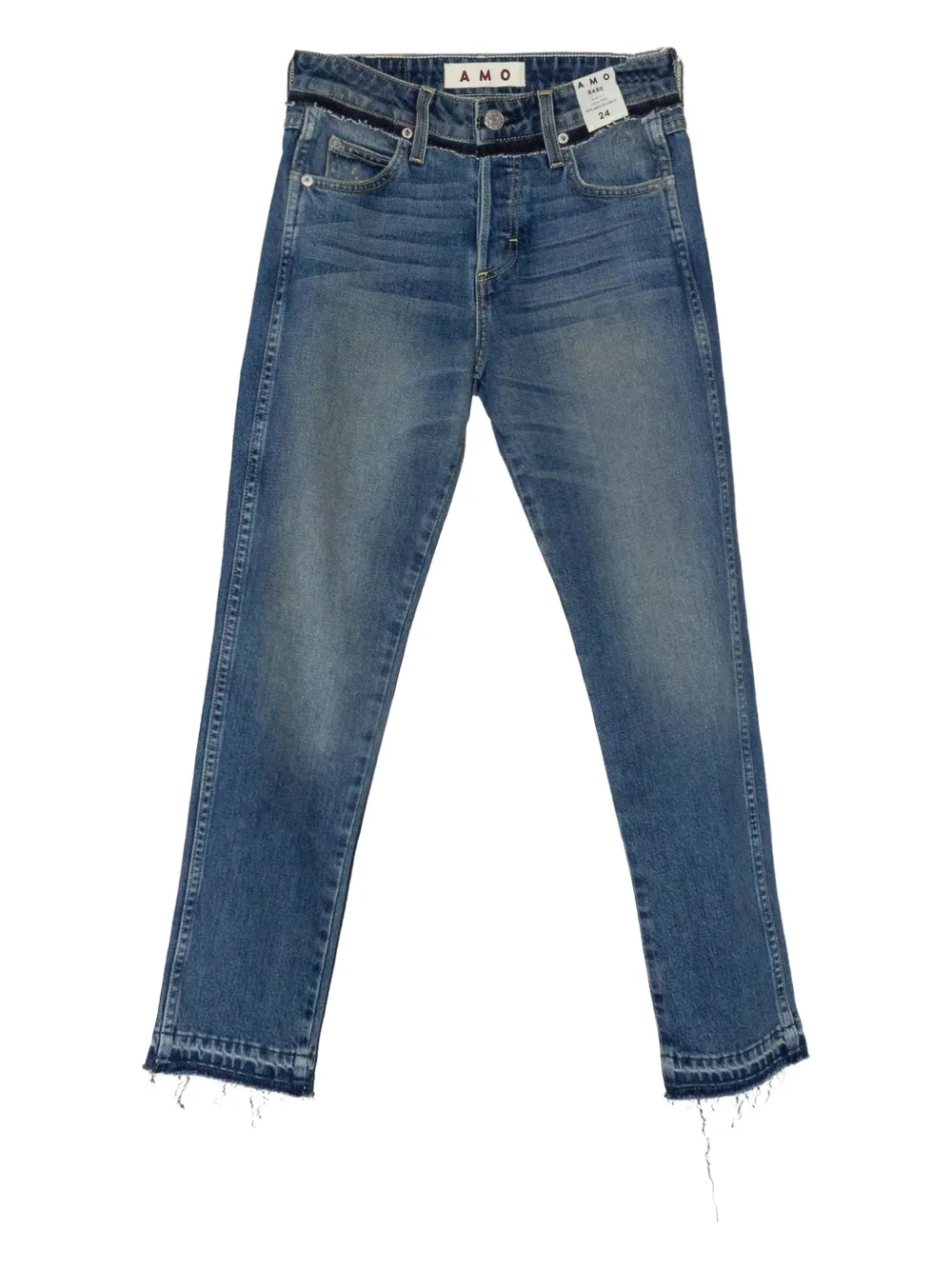 AMO frayed contrast jeans - Blu