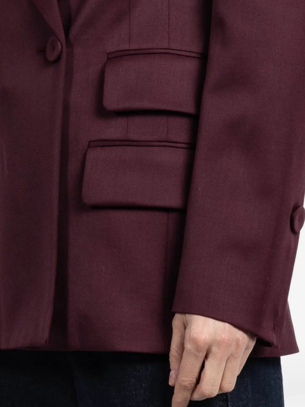 Another Tomorrow Double-breasted Wool-blend Blazer In Burgundy