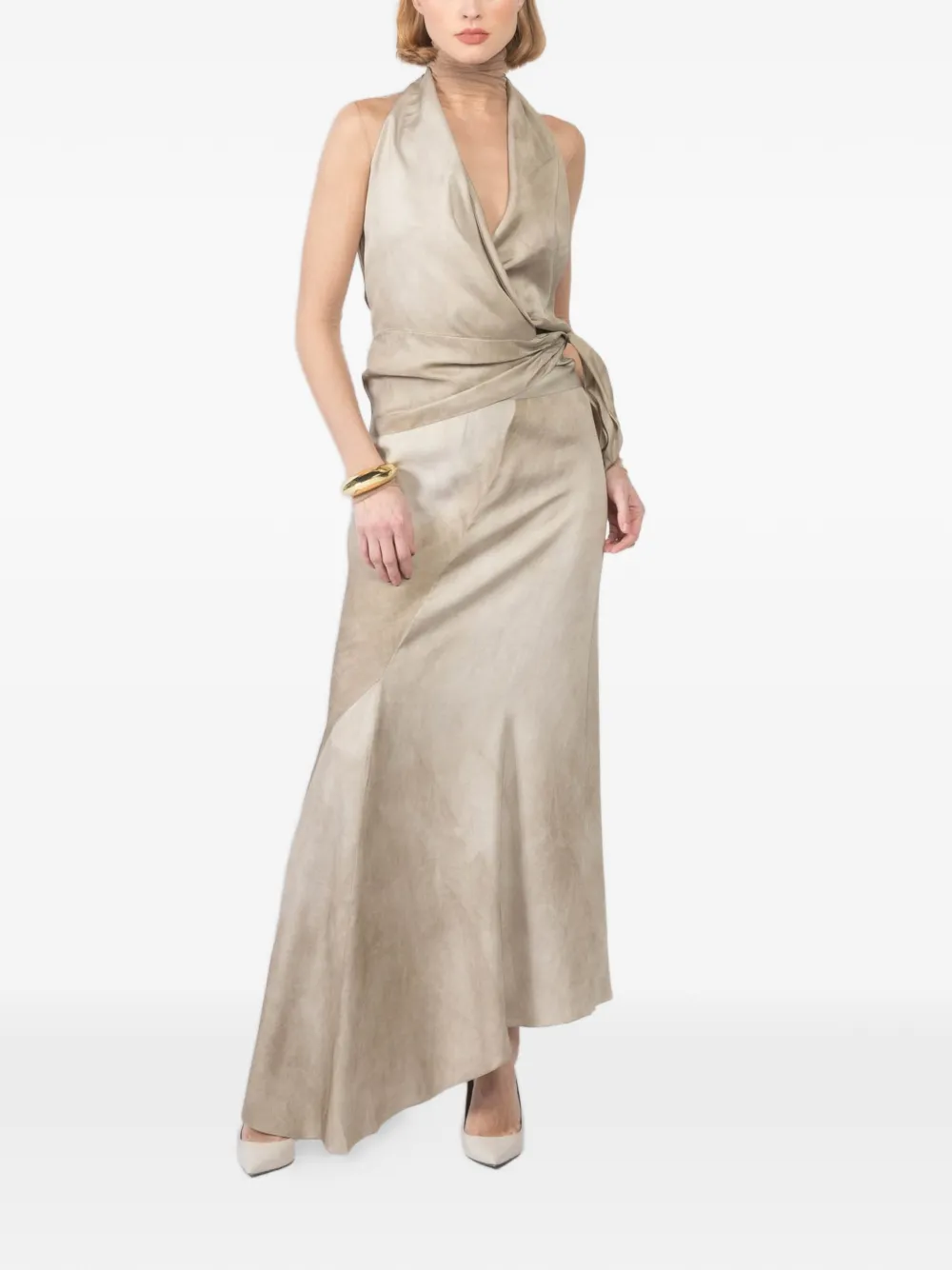 Cortana halterneck tie top - Beige